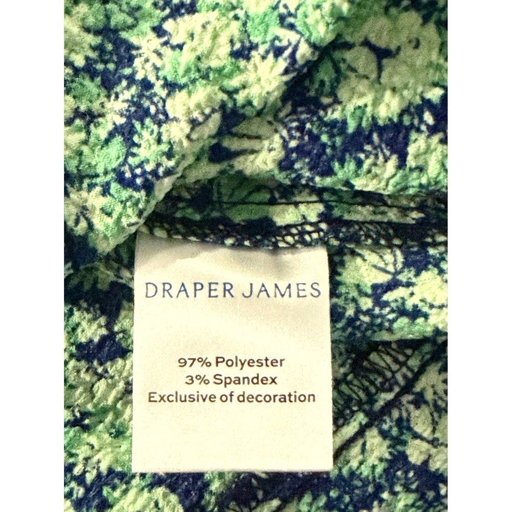 Draper James Top Size S Flutter Sleeve Square Neck Floral Green‎ Navy NEW - Picture 8 of 9
